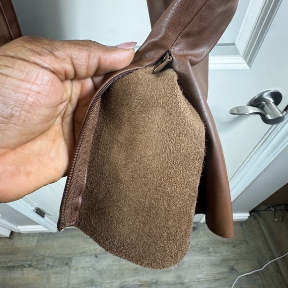 ZARA Hi-Rise Faux Leather Leggings – Brown (Size L) - Picture 5 of 9